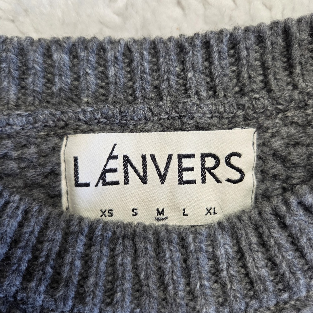 Lenvers Paola Cable Knit Spanish Wool Sweater Women's Medium Grey Boxy - Picture 5 of 10